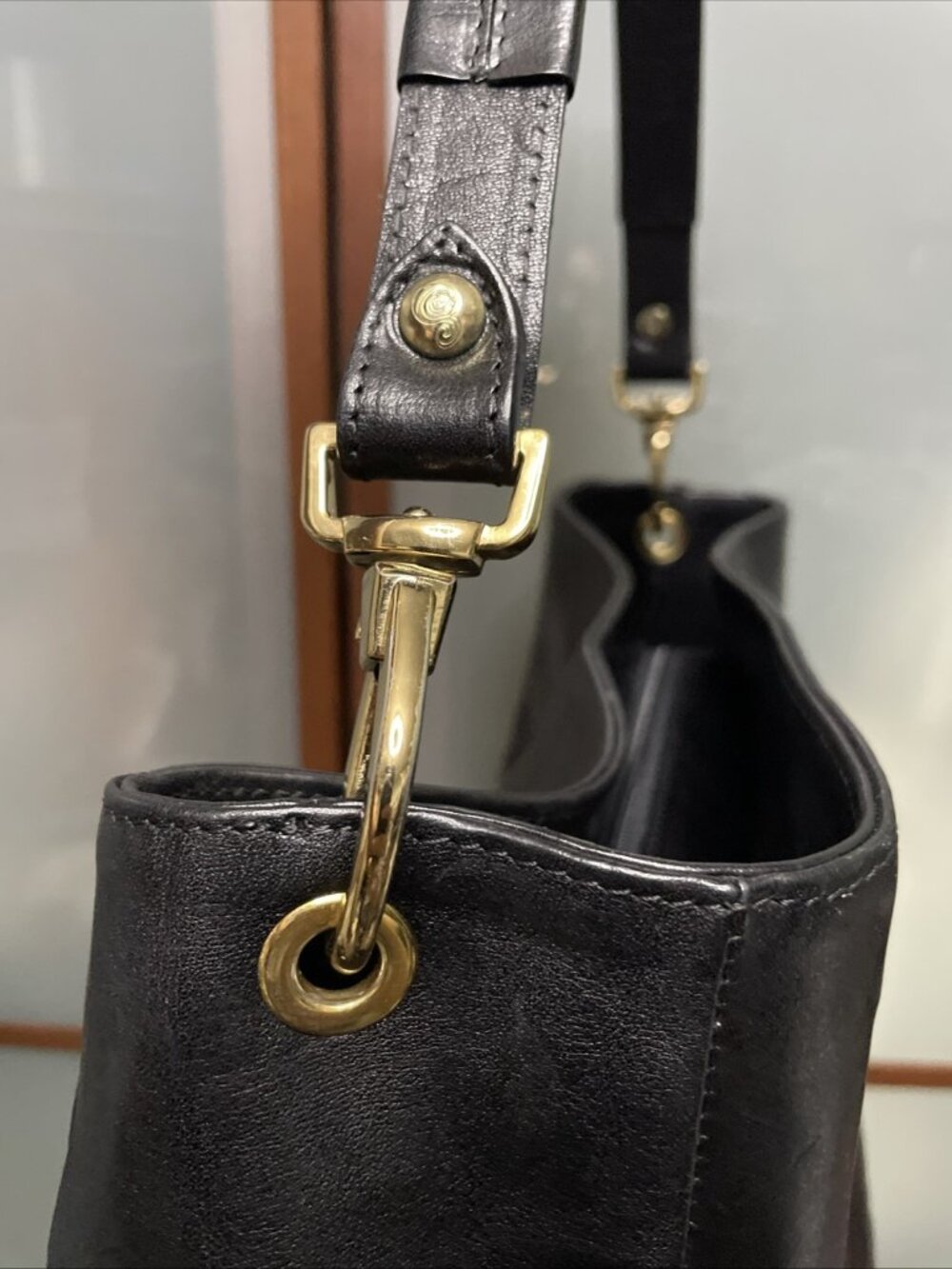 Sergio Cerruti Roma Vintage Large Black Leather Logo Shoulder Hobo Handbag Purse - Picture 6 of 14